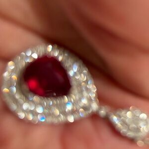 Gorgeous Ruby & Diamond Pendant 18kt. White gold from Hong Kong